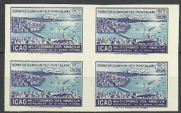 Turkey; 1950 ICAO Regional Congress 60 K. ERROR "Imperf. Block Of 4" - Unused Stamps