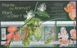 Belgium Belgique Belgien 2015 Plant Or Animal ? Flowers Insects Butterflies Set Of 5 Stamps In Block MNH - Foglietti B/N [ZN & GC]