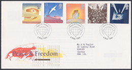 GB Great Britain 1995 FDC Peace & Freedom, United Nations, British Red Cross, Bird, Pictorial Postmark, First Day Cover - Cartas & Documentos