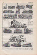 Locomotive à Vapeur, électrique. Train. Illustration P Pouvry. Larousse 1948. - Documenti Storici