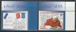 H 464) Vatikan 2008 Mi# 1601-02 **: EUROPA Brief; Papst Benedikt XVI. Schreibt - Unused Stamps