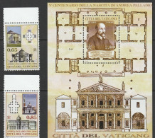 H 469) Vatikan 2008 Mi# 1623-25 Bl.31 **: Andrea Palladio, Architekt - Ungebraucht