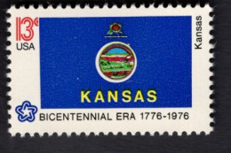 206112569 1976 SCOTT 1666 (XX) POSTFRIS MINT NEVER HINGED   American Bicentennial FLAG OF KANSAS - Unused Stamps