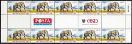 2010 Kenya PAPU Pan African Postal Union Elephants Centre Gutter Strip Of 10 MNH Showstopper! - Kenia (1963-...)