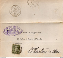 1889 LETTERA CON ANNULLO REGGIO + S. MARTINO IN RIO + CORREGGIO - Marcofilía