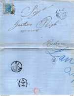 1871  LETTERA CON ANNULLO  NUMERALE REGGIO EMILIA + BOLOGNA - Marcophilie