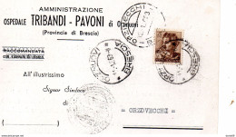 1963 CARTOLINA CON ANNULLO ORZINUOVI BRESCIA - 1961-70: Marcophilie