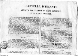 1822 MANIFESTO - TRIBUNALE DI PISA - VENDITA VOLONTARIA DI BENI IMMOBILI - Affiches