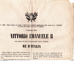 1863 MANIFESTO VITTORIO EMANUELE II - LAVORI DA ESEGUIRSI NEL PORTO DI PALERMO - Historical Documents