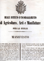 1856 PALERMO - REALE ISTITUTO D' INCORAGGIAMENTO DI AGRICOLTURA, ARTI E MANIFATTURE - Afiches