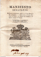 1817 MANIFESTO SENATORIO -  CONVENZIONE TRA IL RE DI SARDEGNA  E L'ARCIDUCHESSA D' AUSTRIA PER L'ARRESTO DEI DISERTORI - Historische Documenten