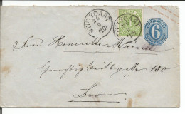 Allemagne, Württenberg, Entier Postal 6 Kr. + Timbre 1 Kr., Stuttgart - Bern - Luzern CH (26.9.1872) - Ganzsachen