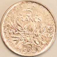 France - 5 Francs 1992, KM# 926a.1 (#4344) - 5 Francs