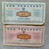 Bon Towarowy 0,01$ Et 0,02$ 1969 - Polonia