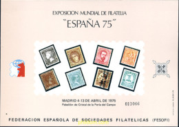 273260 MNH ESPAÑA Hojas Recuerdo 1975 EXPOSICION MUNDIAL DE FILATELIA - ESPAÑA 75 - Nuevos