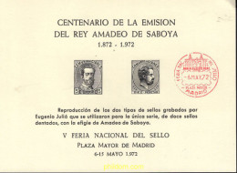 679203 MNH ESPAÑA Hojas Recuerdo 1972 CENTENARIO DE LA EMISION DEL REY AMADEO DE SABOYA - Nuevos