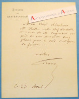 ● L.A.S Théâtre Du Château D'Eau - Signataire (France ?) à Identifier - Billet / Lettre Autographe - Cogniard - Acteurs & Toneelspelers