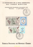 715754 MNH ESPAÑA Hojas Recuerdo 1977 II CENTENARIO DE LA ORDENANZA DEL CORREO MARITIMO - Ongebruikt