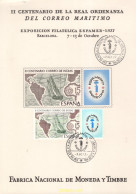 715754 MNH ESPAÑA Hojas Recuerdo 1977 II CENTENARIO DE LA ORDENANZA DEL CORREO MARITIMO - Unused Stamps