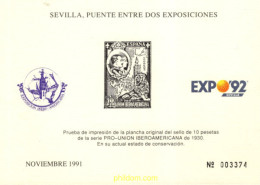 715794 MNH ESPAÑA Hojas Recuerdo 1992 SEVILLA, PUENTE ENTRE DOS EXPOSICIONES - Nuovi