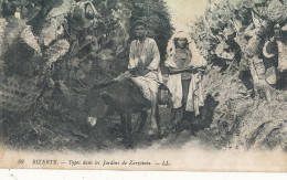 AY 509 /    CPA    TUNISIE-   BIZERTE -TYPES DANS LES JARDINS DE ZARZOINIA - Tunisie