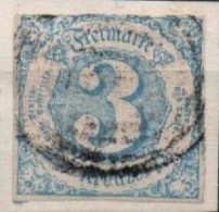 ALTDEUTSCHLAND , THURN UND TAXIS, 1859 - 1861,  MI 21, 3 KREUZER, ZIFFER IM KREIS, GESTEMPELT, OBLITERE - Gebraucht