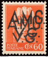 AMG. VG. - Cent. 60  Varietà Doppia Soprastampa - Mint/hinged