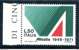 Alitalia Lire 50 Varietà Colori Fuori Registro - Varietà E Curiosità