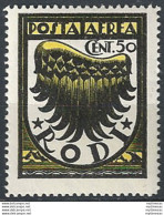 1934 Egeo Aerea Ala Stilizzata 50c. MNH Sassone N. A30caa - Autres & Non Classés