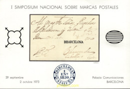 720791 MNH ESPAÑA Hojas Recuerdo 1973 I SIMPOSIUM NACIONAL SOBRE MARCAS POSTALES - Unused Stamps