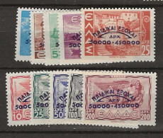 1943 MNH Greece Mi 485-94 Postfris** - Nuovi