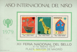720829 MNH ESPAÑA Hojas Recuerdo 1979 XII FERIA NACIONAL DEL SELLO - AÑO INTERNACIONAL DEL NIÑO - Ongebruikt