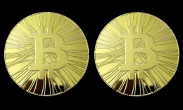 Lot De 2 Pièces Médailles NEUVES Plaquées Or - Bitcoin Antana BTC - Altri & Non Classificati