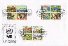 UNO NEW YORK  Trio-FDC  49, Gefährdete Arten, 1999 - Briefe U. Dokumente