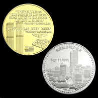 Lot De 2 Pièces Médailles NEUVES Plaquées Or Et Argent - WTC World Trade Center 11 Septembre 2001 - Altri & Non Classificati