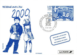 *Carte Souvenir Entier Postal - Vive L'AN 2000 - Cachet Périgueux - Pseudo-officiële  Postwaardestukken