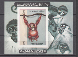 Ajman 1973,1V In Block,monkey,aap,affe,MNH/Postfris(L4468)) - Scimmie