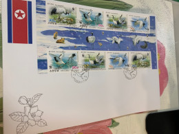 Korea Stamp 2014 Imperf Gutter Pair Cranes Birds Wetland WWF FDC - Korea (Noord)