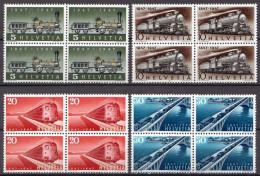 Switzerland MNH Set In Blocks Of 4 Stamps - Trains