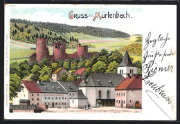 Lithographie Mürlenbach, Gasthaus Krumpen, Burgruine  - Autres & Non Classés