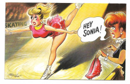 Postcard Humour Humorous "Hey Sonia !" Dancing Girl Embarrassed Unposted - Humour