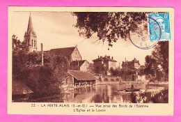 F-91-La Ferte Alais-04P143  Vue Prise Des Bords De L'Essonne, L'église Et Le Lavoir, Cpa BE - La Ferte Alais