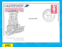 Carte Poste 1° Expo Philat Et Numismatique Du Pays Ruomois 11-12 Juillet 1992  07 RUOMS - 1961-....