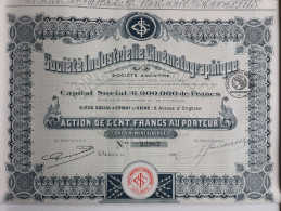 Société Industrielle Cinématographique - 1920 - Siège Social : Epinay-sur-Seine - Cinéma & Theatre