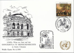 UNO WIEN Weiße Karte Nr. 133, 6/1993, Ausstellungskarte: Unausphila Wien, 1993 - Briefe U. Dokumente