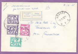 LETTRE DE BRUGGE POUR RUDDERVOORDE,TAXEE A L'ARRIVEE A 13 FRANCS,STICKER "GEWEIGERD VOOR DE VRACHT/REFUSE POUR LA TAXE,1 - Covers & Documents