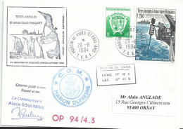 YT 187 Carottage En Mer - Posté à Bord Du MD - Rotation De Touristes - Martin De Viviès - St Paul Amsterdam - 29/08/1994 - Storia Postale