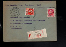 PETAIN SUR LETTRE RECOMMANDEE DE FLINES LES BACHES NORD 1942 - 1921-1960: Période Moderne