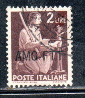 TRIESTE A 1949 1950 AMG - FTT ITALIA ITALY OVERPRINTED DEMOCRATICA LIRE 2 USATO USED OBLITERE' - Used