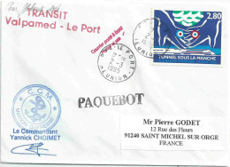 YT 2881 Tunnel Sous La Manche - Posté à Bord Du MD - Paquebot - Transit Valpamed Le Port - 02/03/1995 - Lettres & Documents